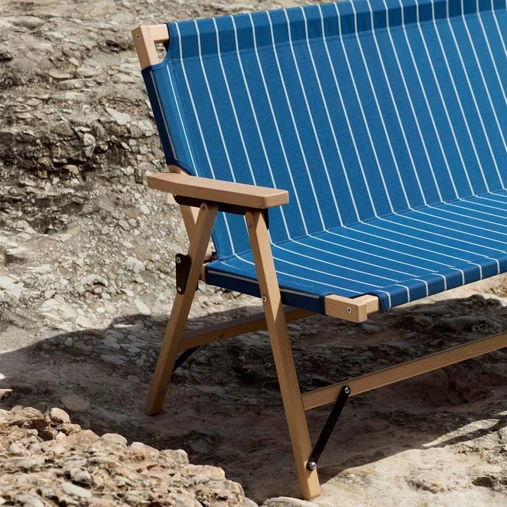 HAY - Outdoor Market Canapé pliant, bleu à rayures beiges