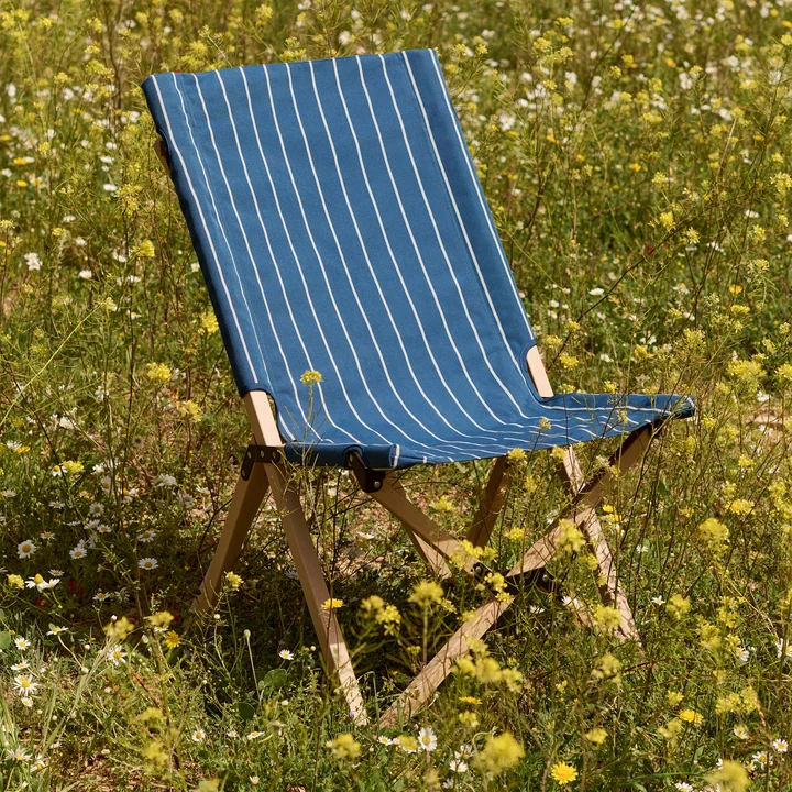 HAY - Outdoor Market Chaise pliante, bleu à rayures beiges