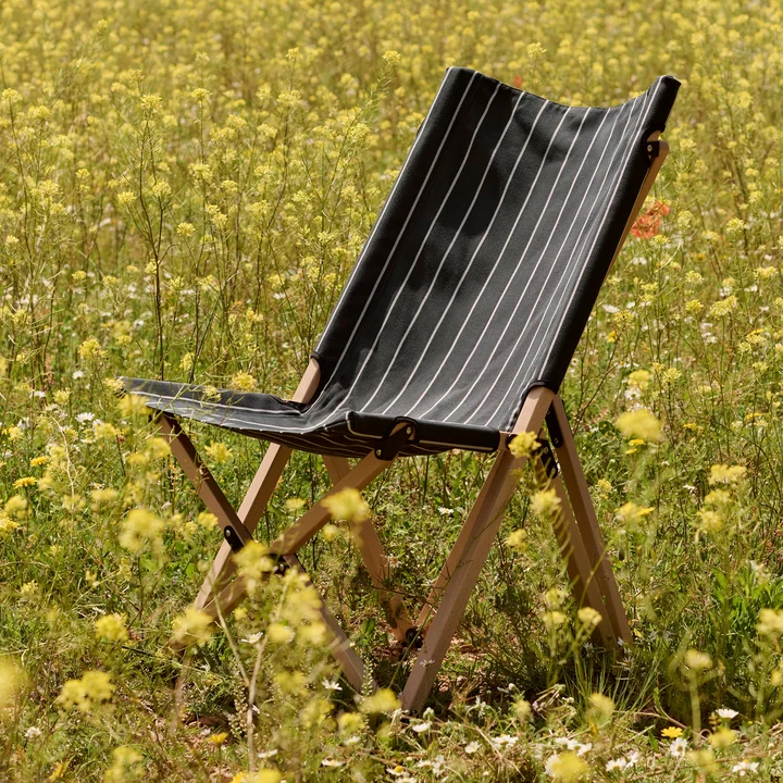 HAY - Outdoor Market Chaise pliante, noir à rayures beiges