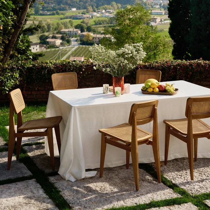 Gubi - C-Chair Outdoor Chaise, Teck / French Cane