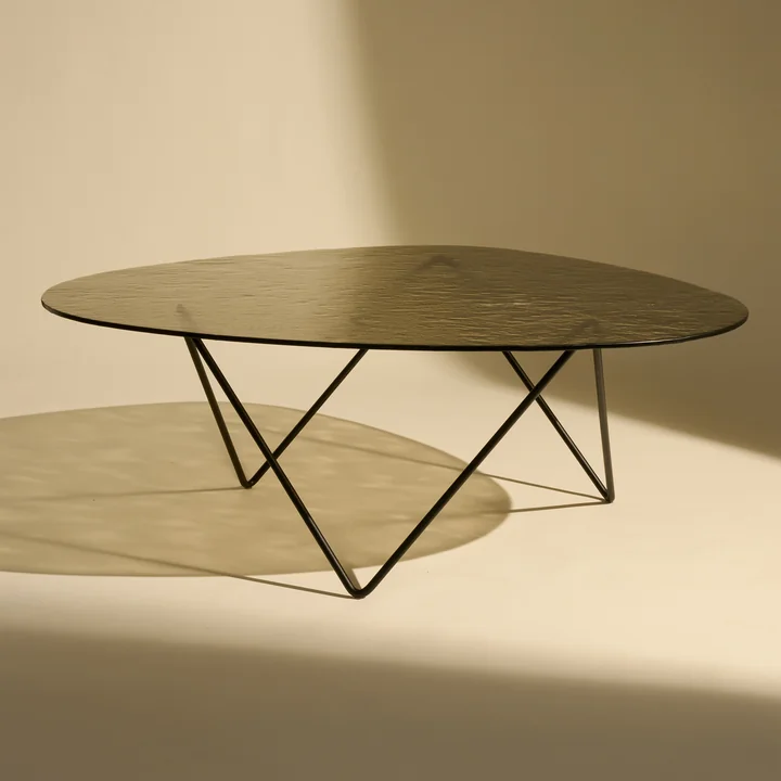 Gubi - Pedrera Table basse, laiton semi mat / verre structuré bronze