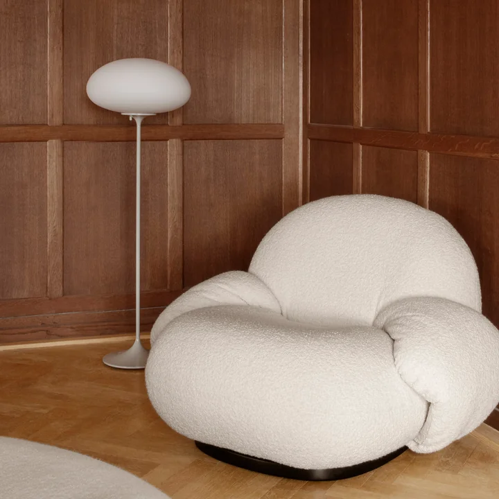 Gubi - Stemlite Lampadaire H 110 cm, pebble grey / opal