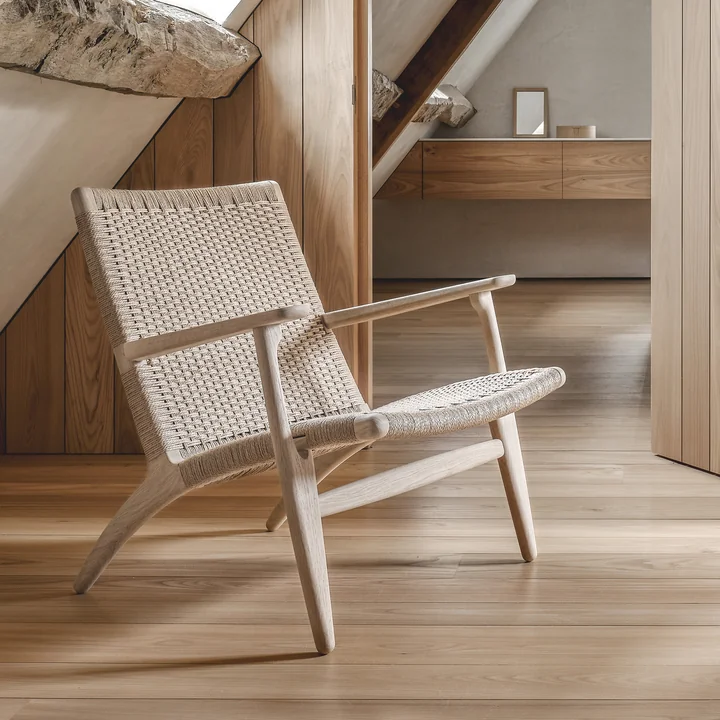 Carl Hansen - CH25 Fauteuil, chêne savonné / tressage naturel