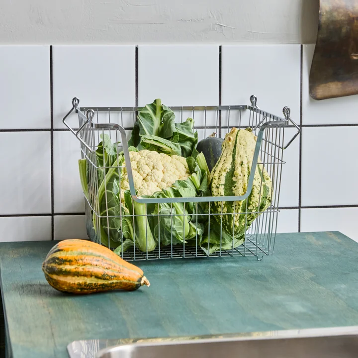 House Doctor - Panier de rangement Taw, moyen, chrome