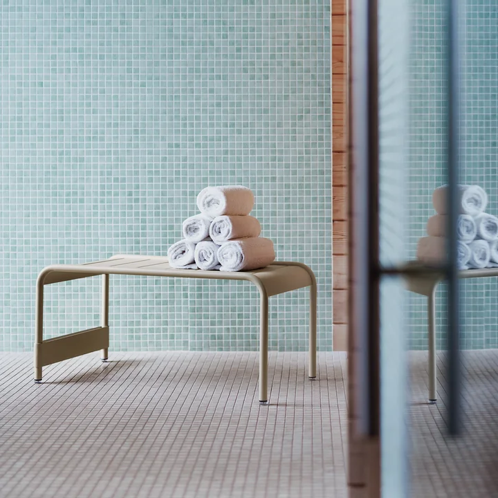 Fermob - Luxembourg table basse large / banc de jardin, beige latté