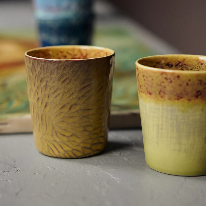 HKliving - 70's Van Gogh Tasse à café, 230 ml, sunflowers (set de 2)