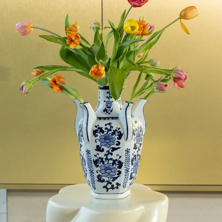 & klevering - Tulip Vase Atlas, bleu / blanc