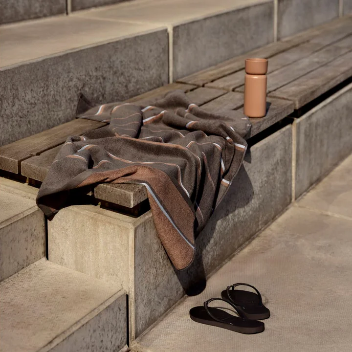 Zone Denmark - Serviette de bain Sauna, 70x140, Taupe/Camel/Bleu ciel