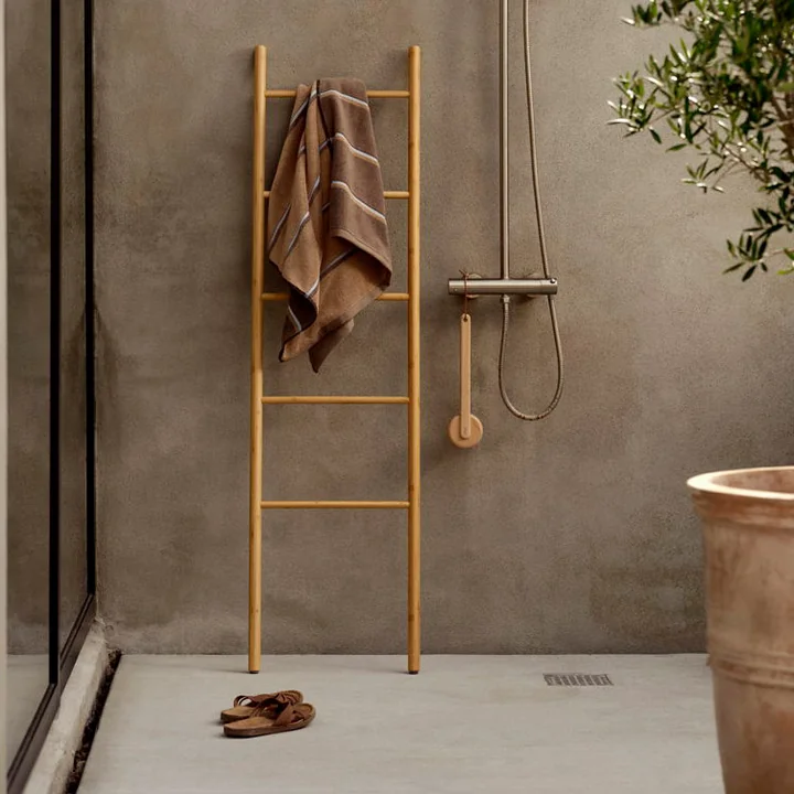 Zone Denmark - Serviette de bain Sauna, 70x140, Taupe/Camel/Bleu ciel