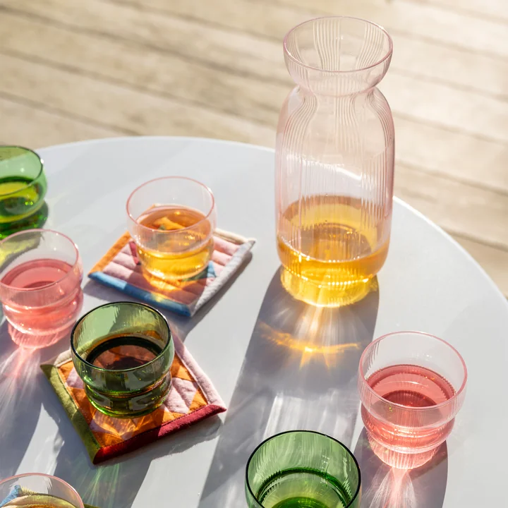 & klevering - Circus Carafe 1,3 L avec verre, rose et vert