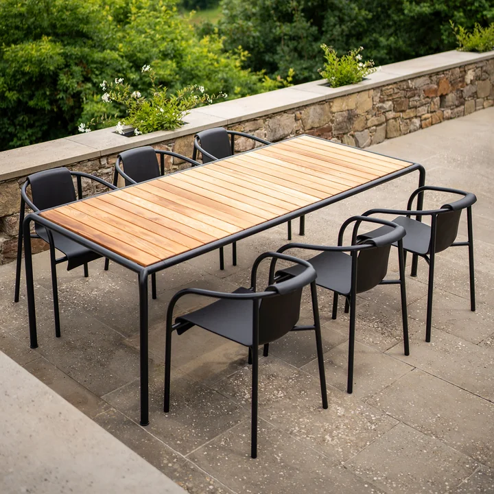 HOUE - AVANTI Outdoor Table à manger, 222 x 98 cm, pin / noir