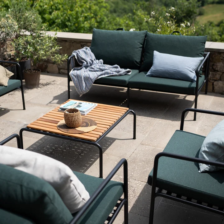 HOUE - AVON Canapé 2 places, noir / alpine avec AVON Table, frêne thermique / noir