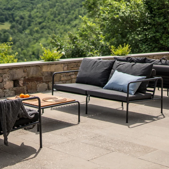 HOUE - AVON Canapé 2 places, noir / charcoal avec AVON Table, frêne thermique / noir
