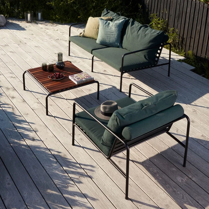 HOUE - AVON Canapé 2 places et chaise, noir / alpine avec AVON Table, frêne thermique / noir