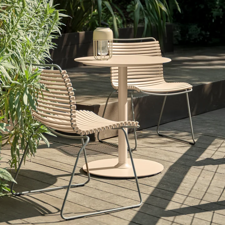 HOUE - Pico Table de jardin, Ø 64 cm, piétement rond, beige
