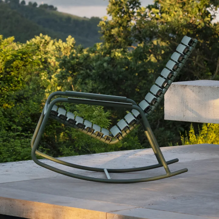 HOUE - ReCLIPS Outdoor fauteuil à bascule, vert olive