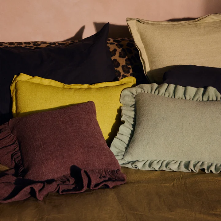 HKliving - Coussin en lin, 50 x 30 cm, lemongrass