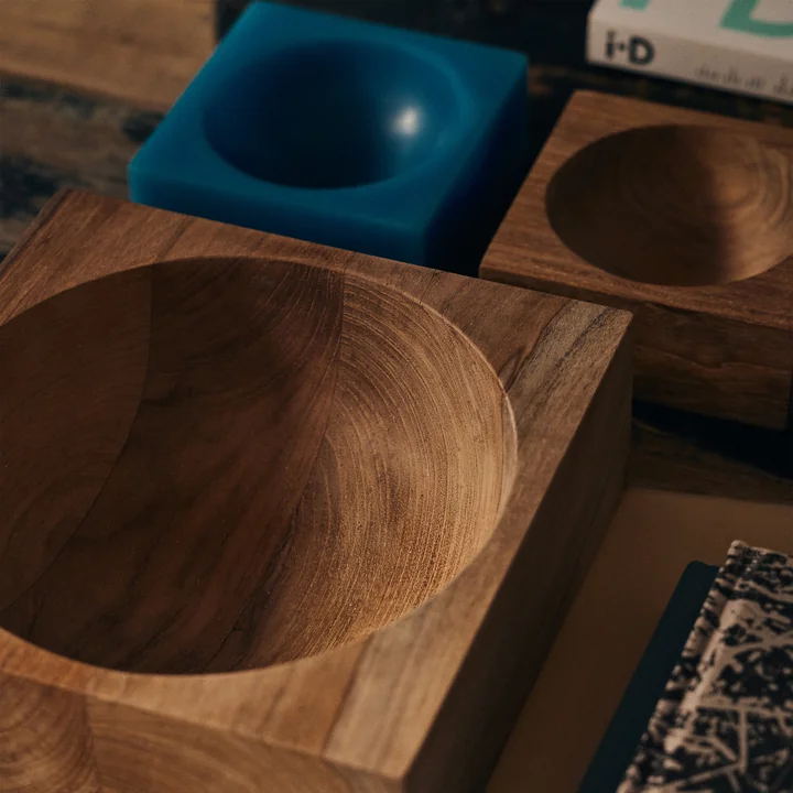 HKliving - Teak cube bol, medium, teck