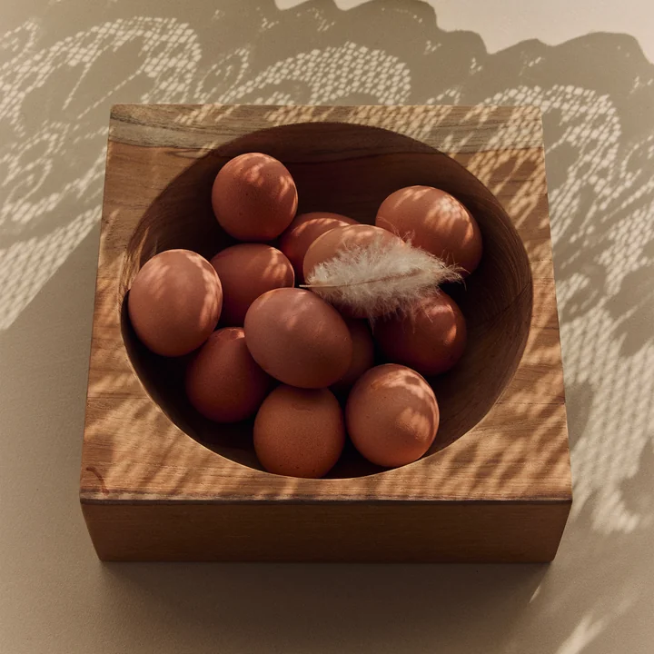 HKliving - Teck cube Coupe, moyenne, bois de teck