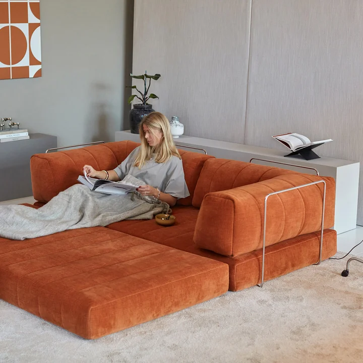 Innovation Living - Cozypad Canapé-lit, 2 coussins de dossier en L, rust orange (tissu 412 Esina)