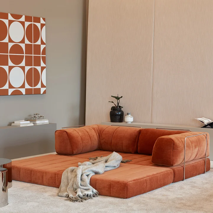 Innovation Living - Cozypad Canapé-lit, 2 coussins de dossier en L, rust orange (tissu 412 Esina)