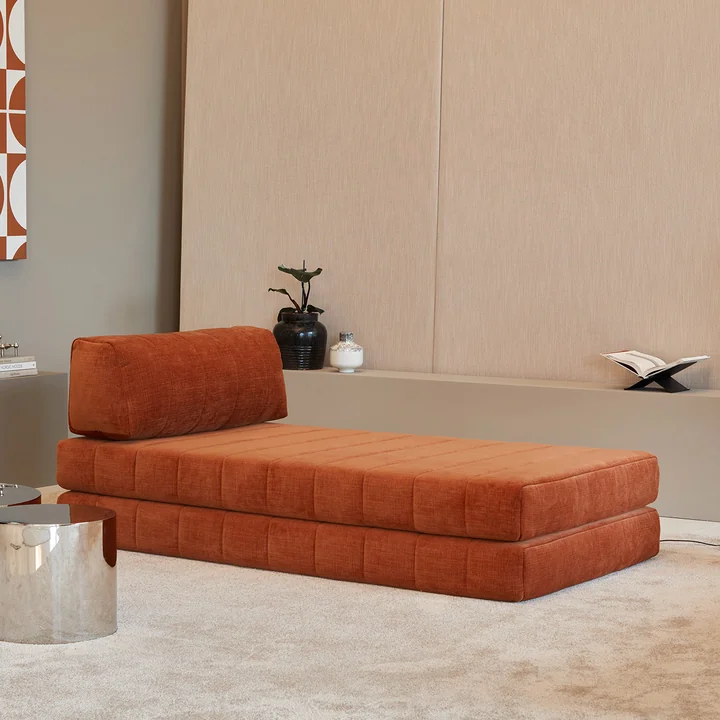 Innovation Living - Cozypad Canapé-lit, 2 coussins de dossier droits, rust orange (Tissu 412 Esina)