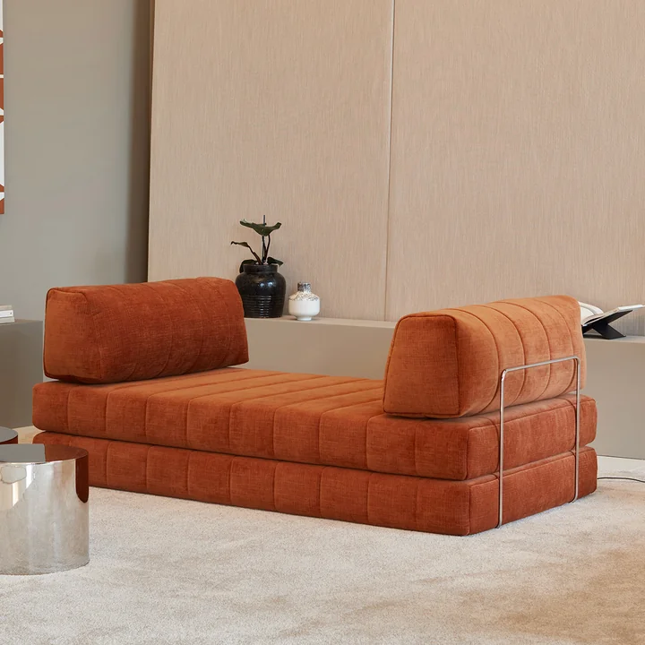 Innovation Living - Cozypad Canapé-lit, 2 coussins de dossier droits, rust orange (Tissu 412 Esina)