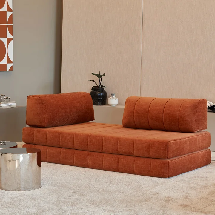 Innovation Living - Cozypad Canapé-lit, 2 coussins de dossier droits, rust orange (Tissu 412 Esina)