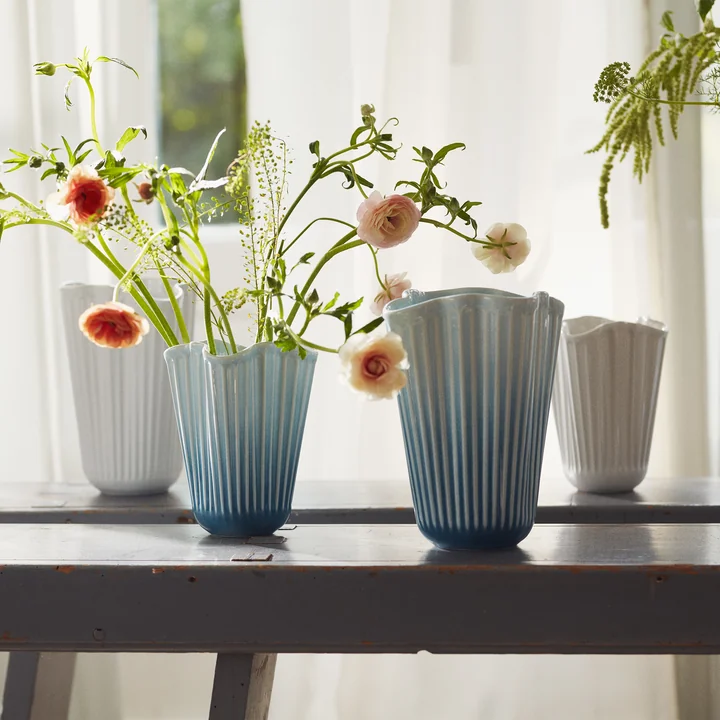 Kähler Design - Hammershøi Unfold Vases, bleu et blanc