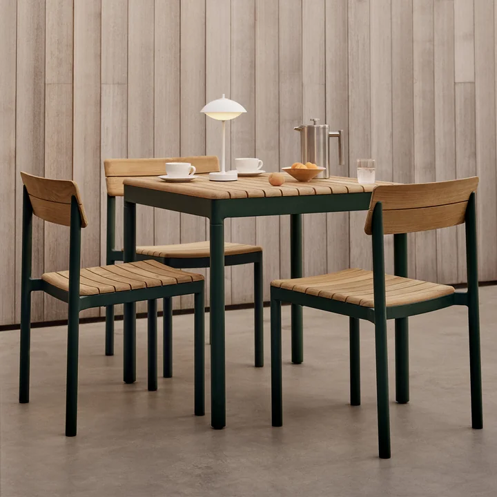 Fritz Hansen - Skagerak Pelagus Chaise et table, teck / vert jaguar