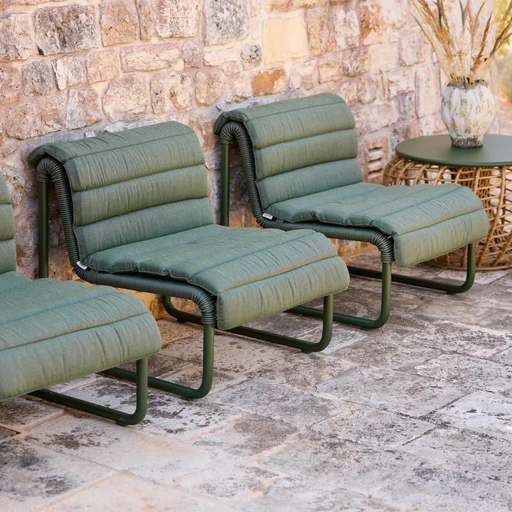 Cane-line - Al Dente Fauteuil lounge avec coussin d'assise, vert foncé