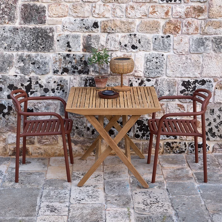 Cane-line - Bliss Chaise avec accoudoirs, rouge désert