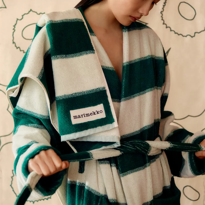Marimekko - Peignoir et serviette « Galleria », emerald / melon