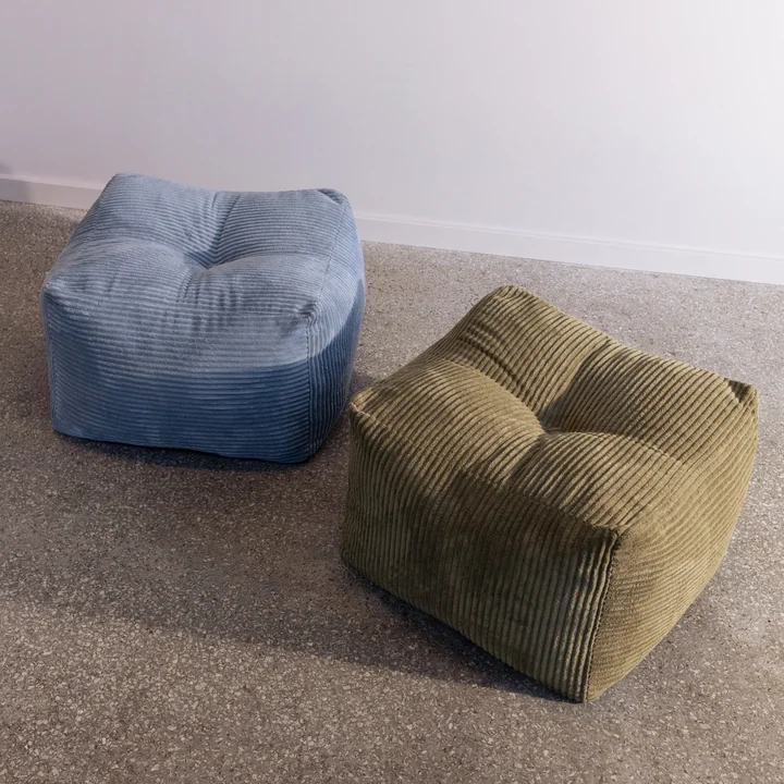 Karup - Buddy Kids Pouf, 50 x 50 cm, hazy blue (554) et khaki green (553)