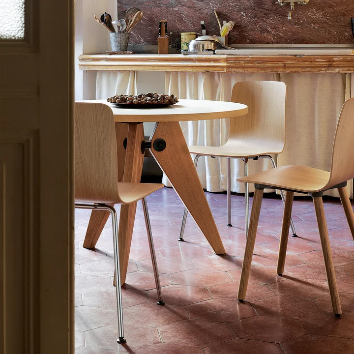 Vitra - Guéridon Table de salle à manger, Ø 90 cm, chêne huilé
