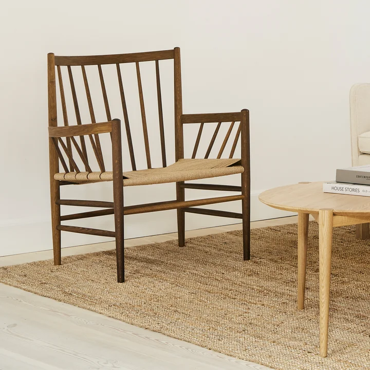 FDB Møbler - Fauteuil J82 Lounge, chêne fumé / osier naturel