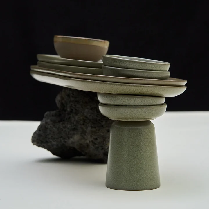 Serax - Assiettes Surface, Ø 24 cm, vertes (lot de 4)