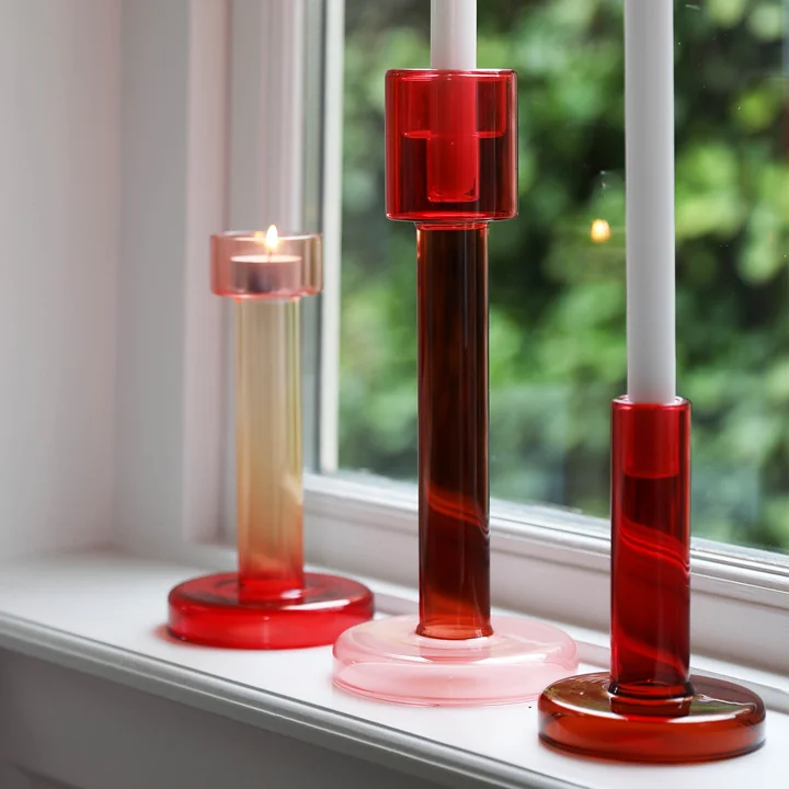 & klevering - Bougeoir « Bole », taille M, rose / rouge