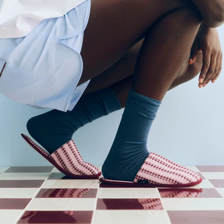 HAY - Chaussons « Waffle », rayures rose vif