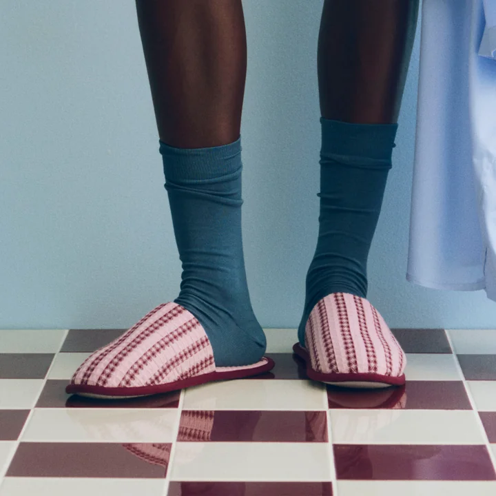 HAY - Chaussons « Waffle », rayures rose vif
