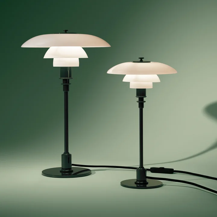 Louis Poulsen - Lampes de table « PH 3/2 » et «PH 2/1 Glossy», vert foncé