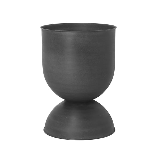 Hourglass Pot de fleurs large, Ø 50 x H 73 cm en noir / gris foncé de ferm Living