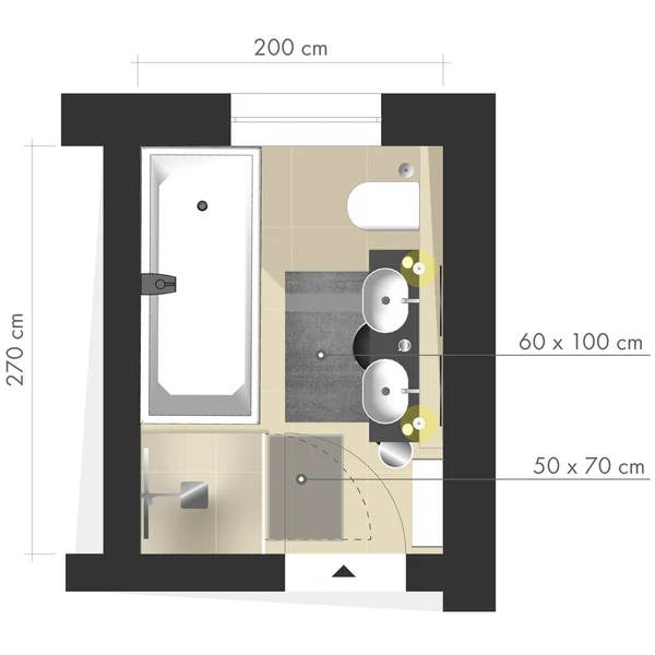 Tapis de salle de bain dans la salle de bain étroite