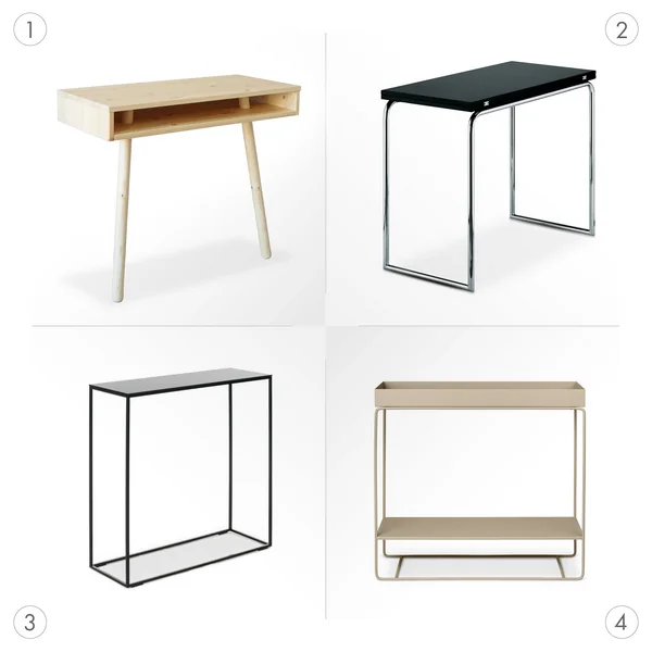 Tables consoles: variété de matériaux et effets de couleurs