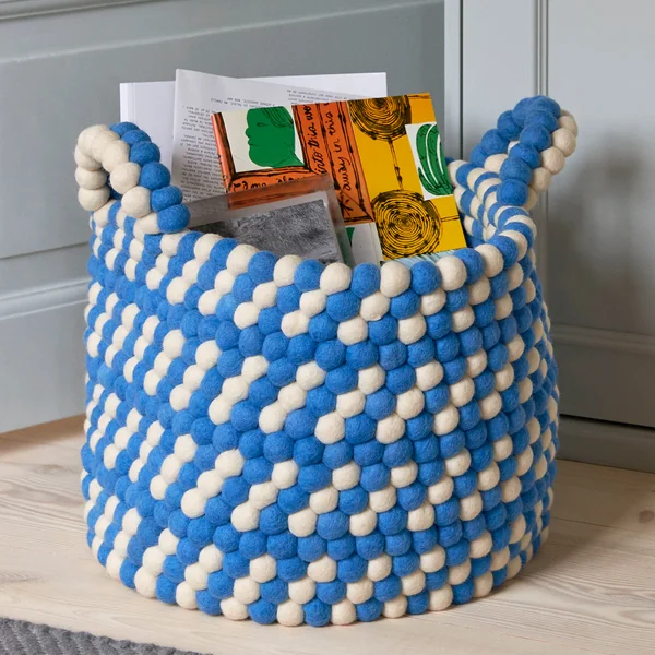 Panier de rangement Bead avec anses, Ø 40 x H 27 cm, blue dash de HAY .